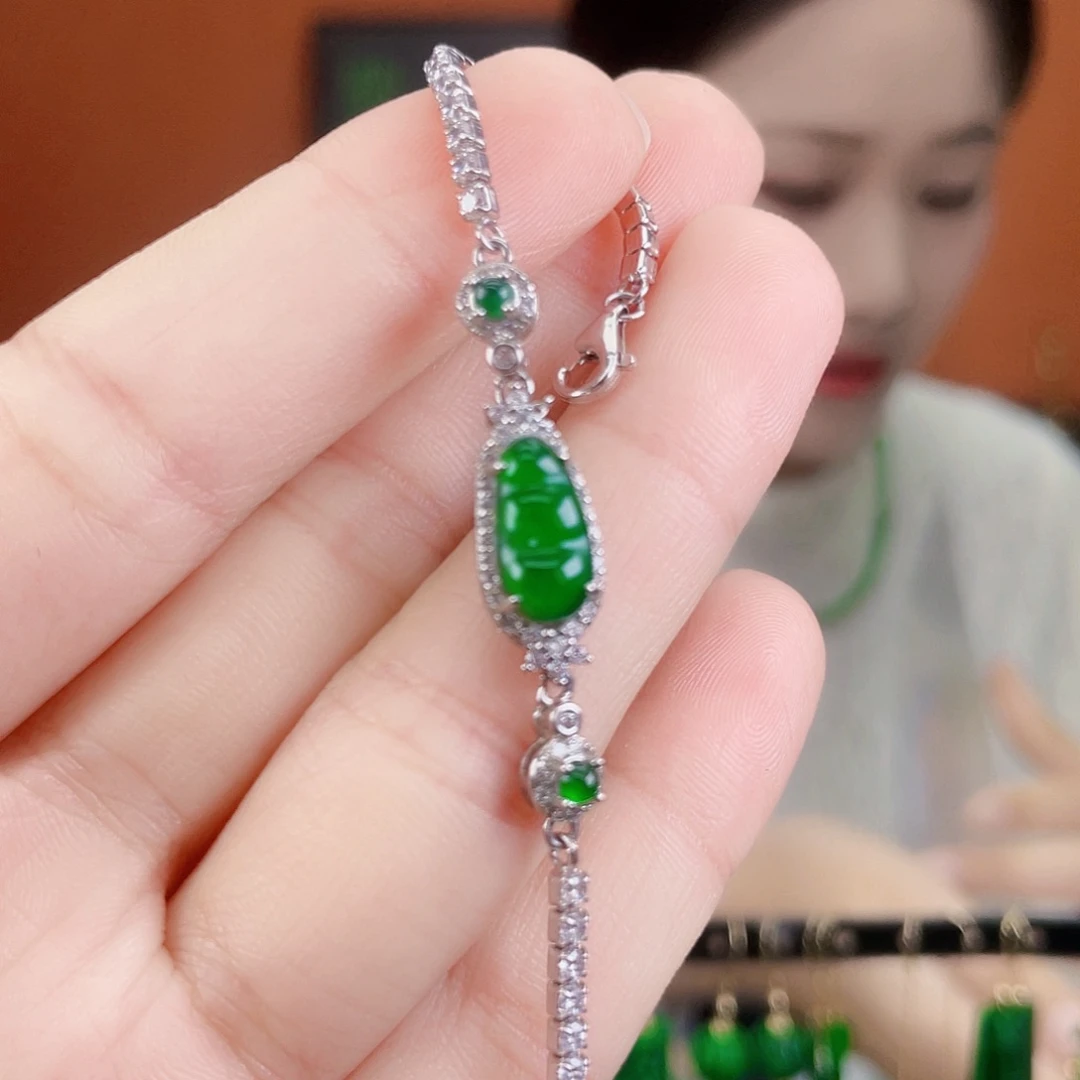 翡翠银S925镶嵌耳饰