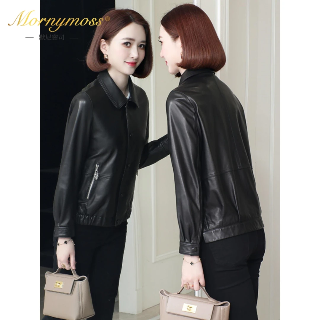 默尼密司品牌真皮皮衣女2025新款春秋休闲小个子机车单绵羊皮夹克