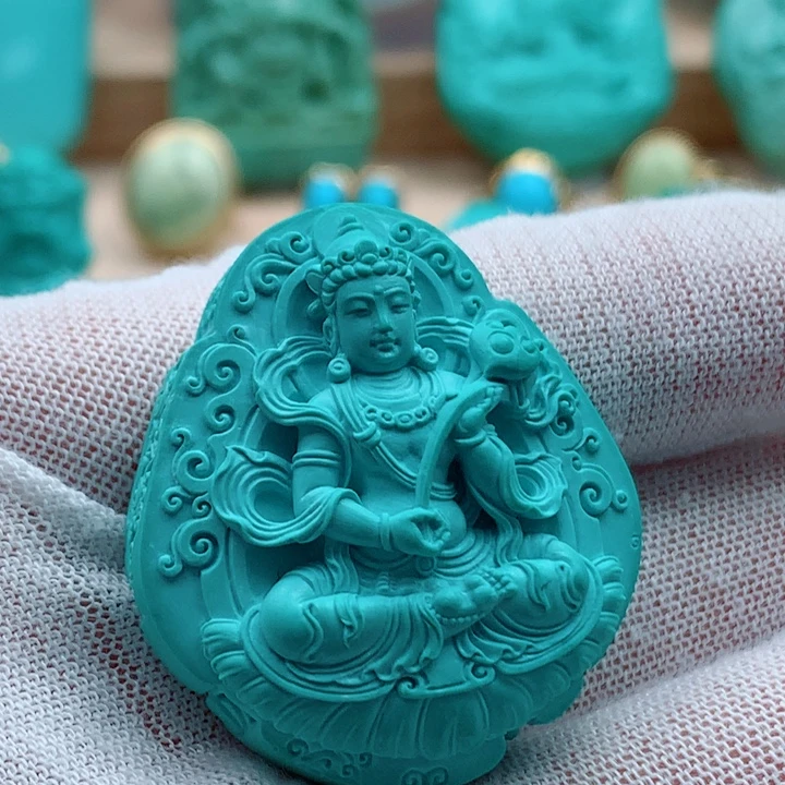 绿松石未镶嵌普贤菩萨
