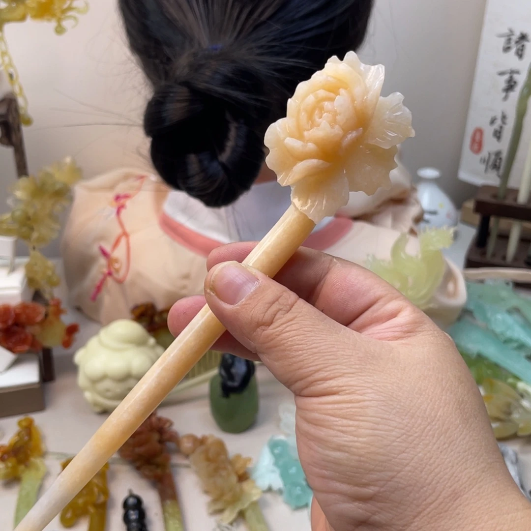 蛇纹石玉合金发饰