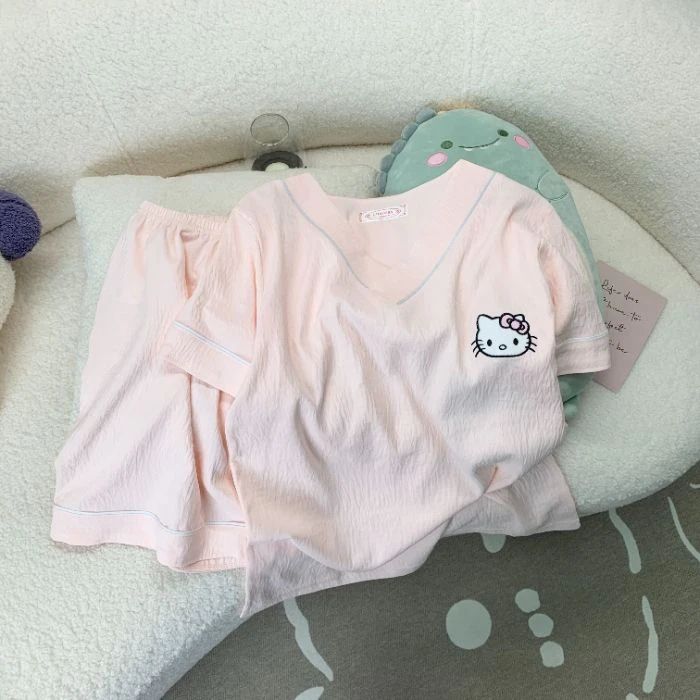 短袖短裤睡衣女夏季卡通可爱外出2025年新夏款宽松家居服套装