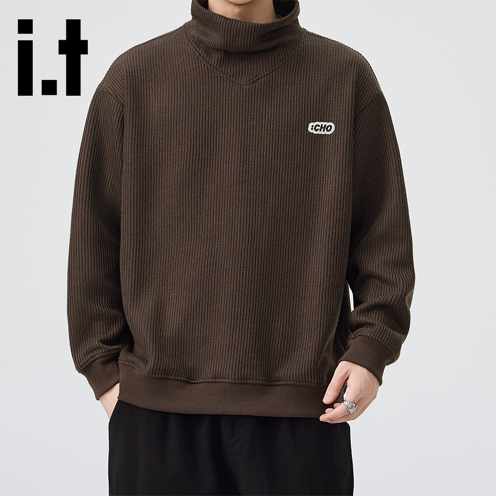 it:CHOCOOLATE美式复古潮牌立领针织卫衣男生春秋季潮流上衣个性