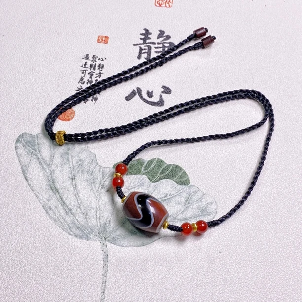 玛瑙三色牙牙锁骨链时尚个性设计气质百搭项链手工编绳颈饰