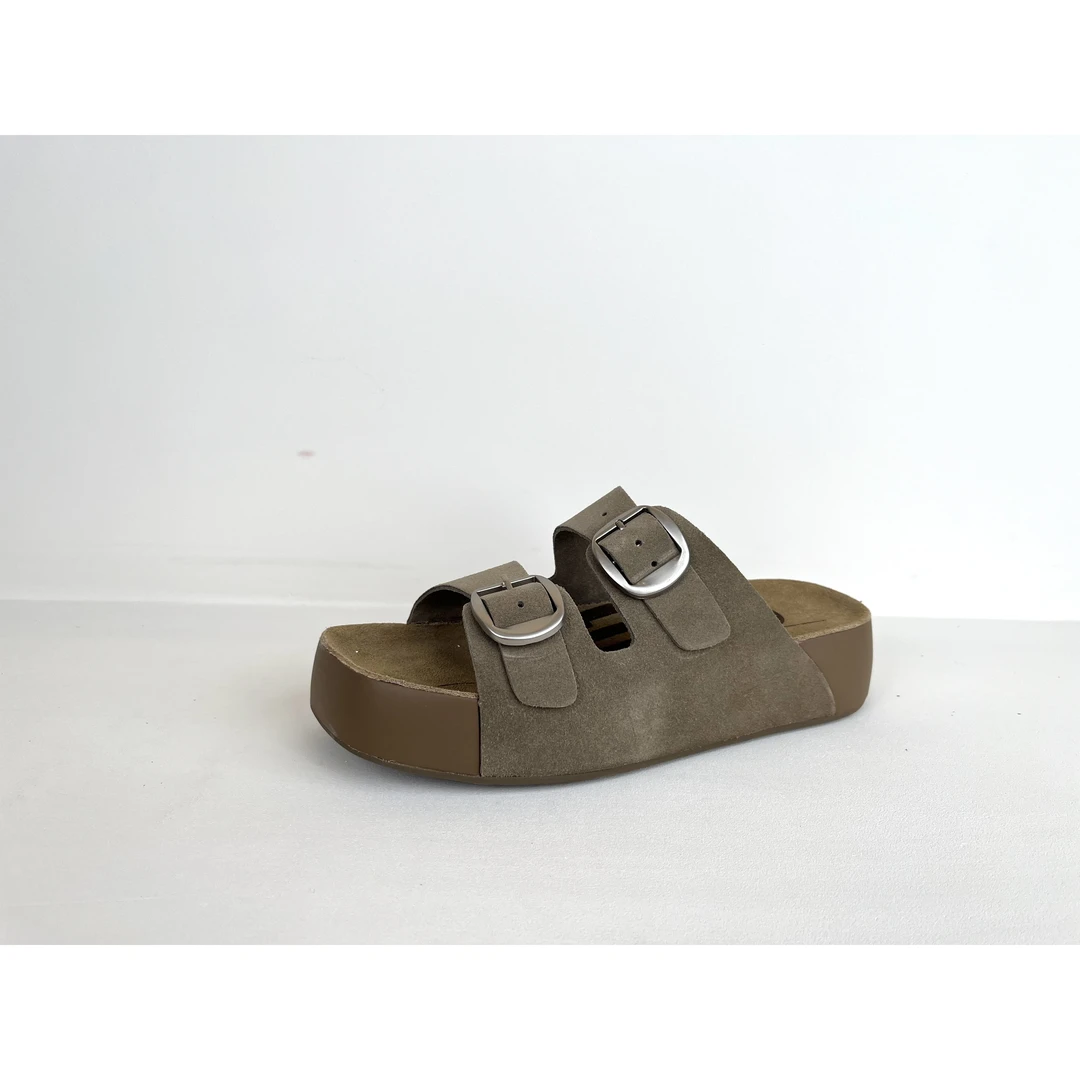 【生巧吐司】2025年新款真皮舒适百搭款高定厚底拖鞋女-增高4.5cm