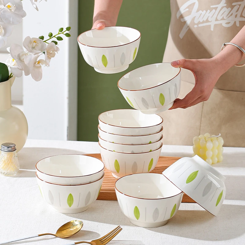 陶瓷碗家用新款高颜值米饭碗大小号吃饭碗汤碗釉下彩餐具瓷碗面碗