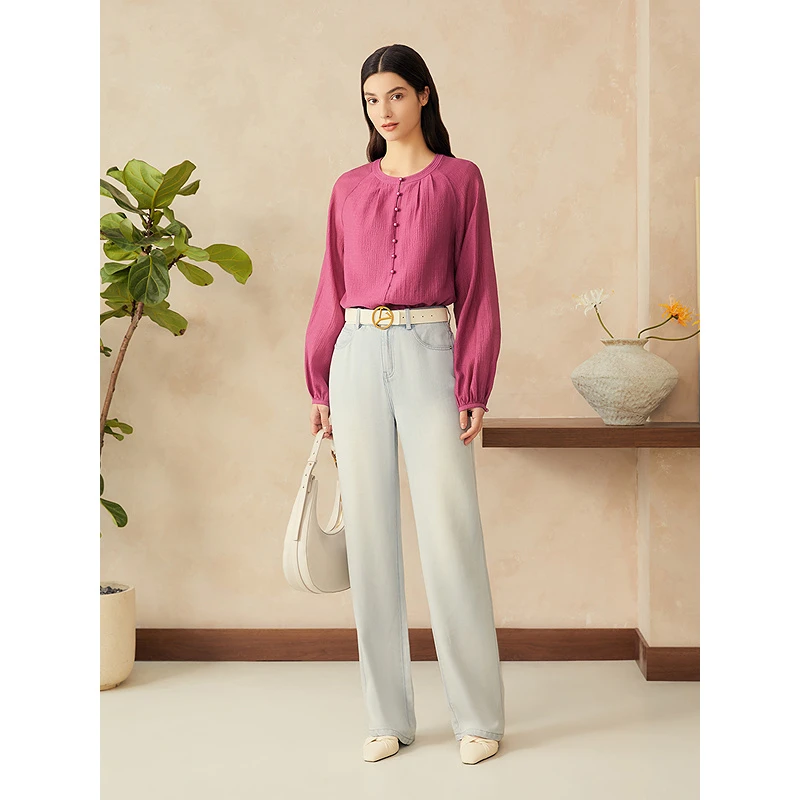 YINER音儿专选2025春季新款莱赛尔衬衫法式轻上衣8C65170016