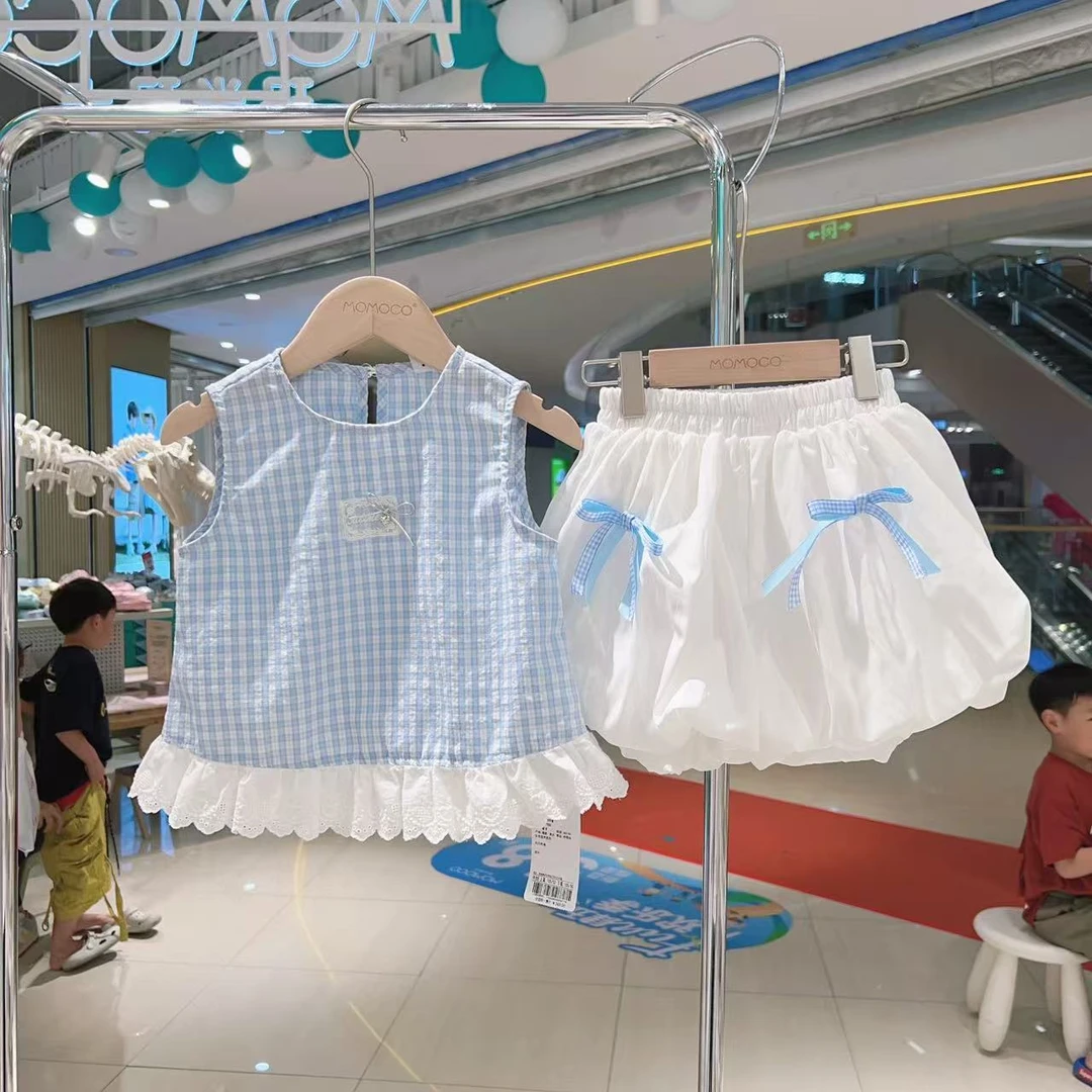 MOMOCO夏季新款韩系潮流百搭格子时尚两件套套装77630580093
