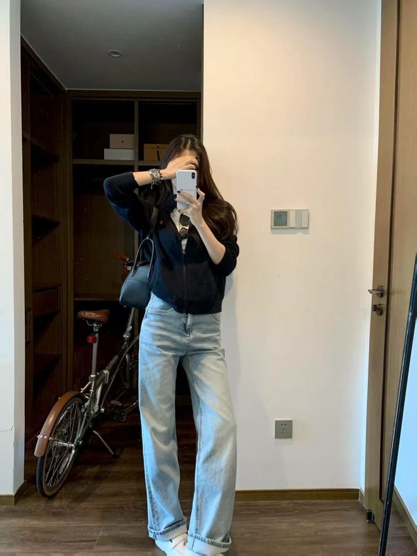 2025新款早秋韩系流行穿搭短款卫衣外套长袖女背心显瘦牛仔裤子潮