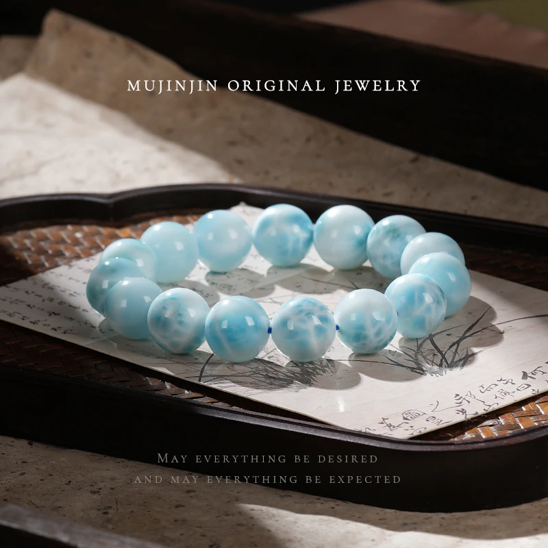 【木槿槿】天然海纹石手串女款约14m时尚饰品百搭手串送女朋友XL815