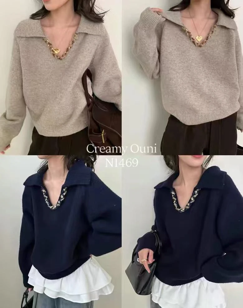 杨杨 翻领小香毛衣N1469