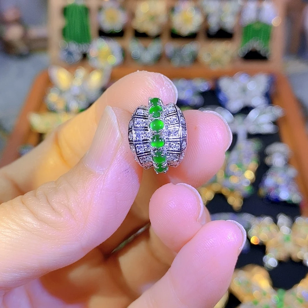 吊坠(不含链)银S925镶嵌翡翠