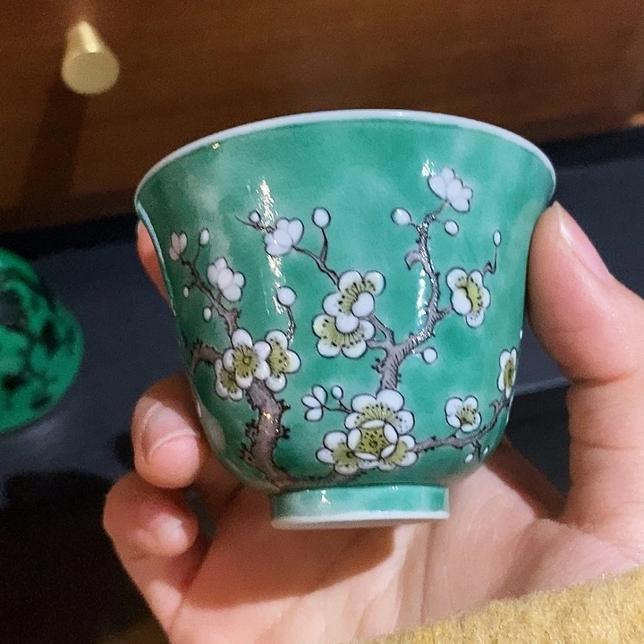 陶摆件素三彩原矿梅花