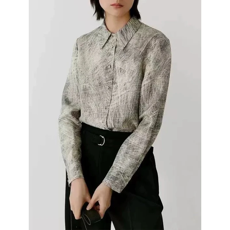 原厂孤品特价清！“小禾”斜纹绸直身长袖衬衫B55