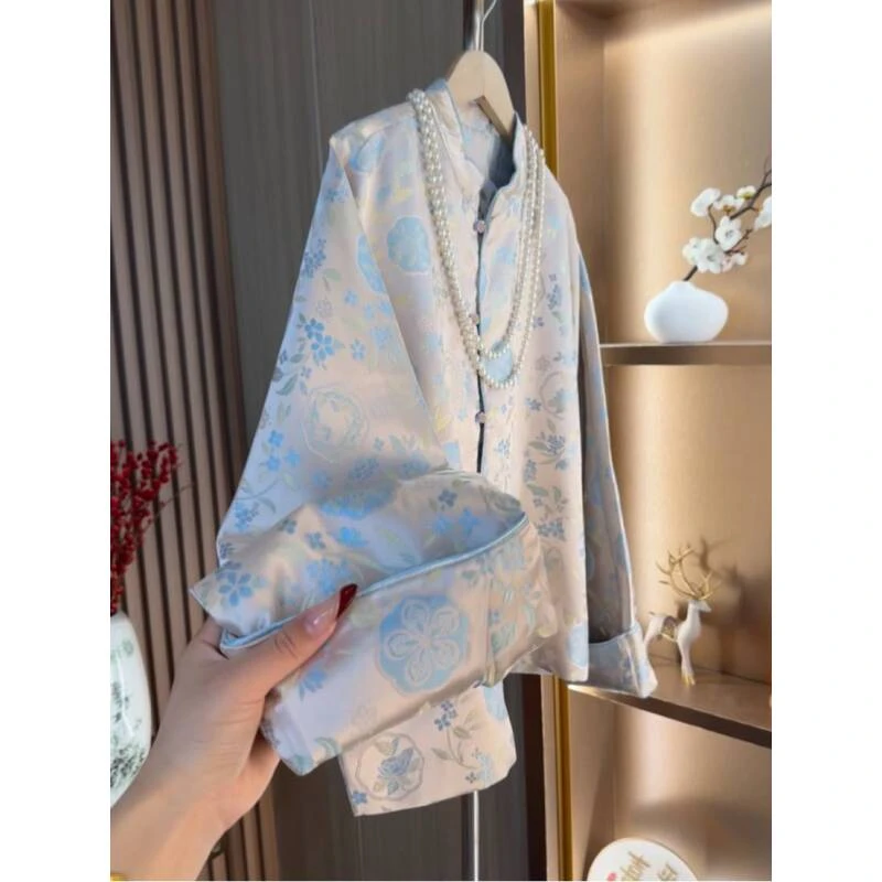 莉莉-【醉花间】新款新中式提花立领盘扣高级外套2024D0280