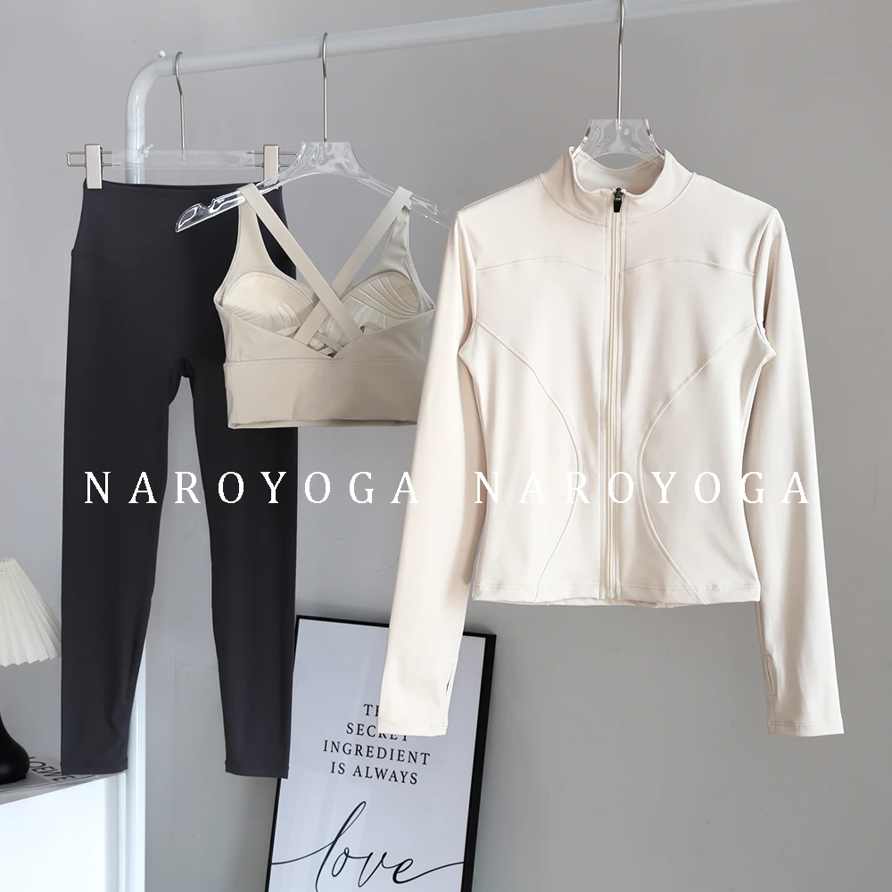 瑜伽服套装女2025新款紧身显瘦运动外套普拉提训练服跑步健身上衣