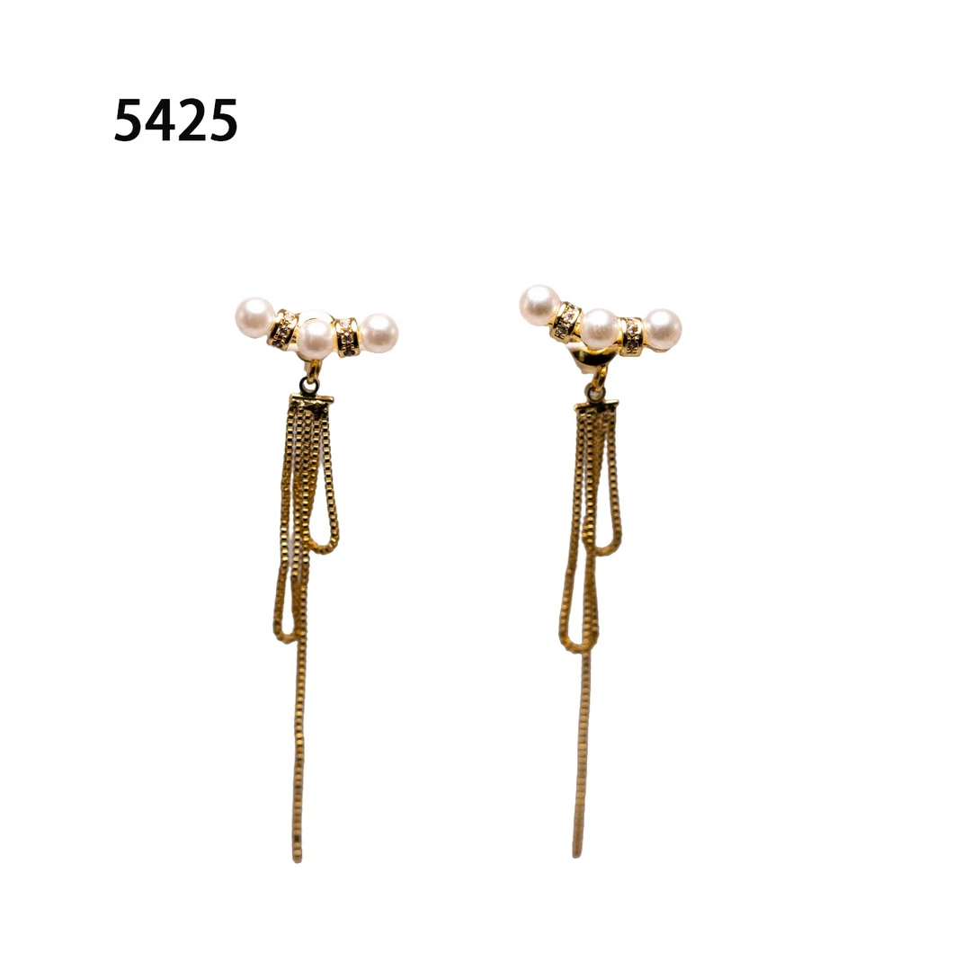 铜合金耳饰 简约镶嵌个性气质耳环小众设计高级感耳饰～5425