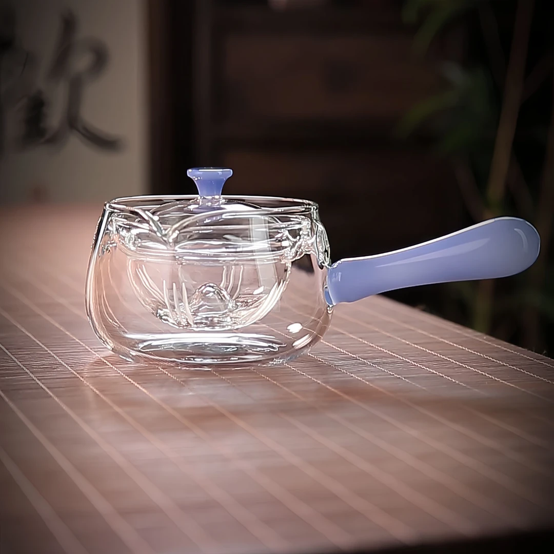 创意360度旋转逍遥壶耐高温侧把玻璃茶壶家用小青柑专用冲泡茶器