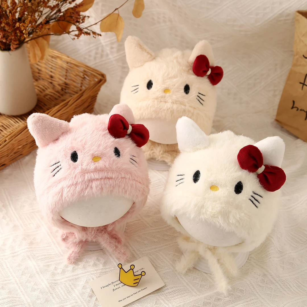 婴儿护耳帽秋冬季保暖加厚可爱毛绒帽男女宝宝小月龄系带护耳帽冬