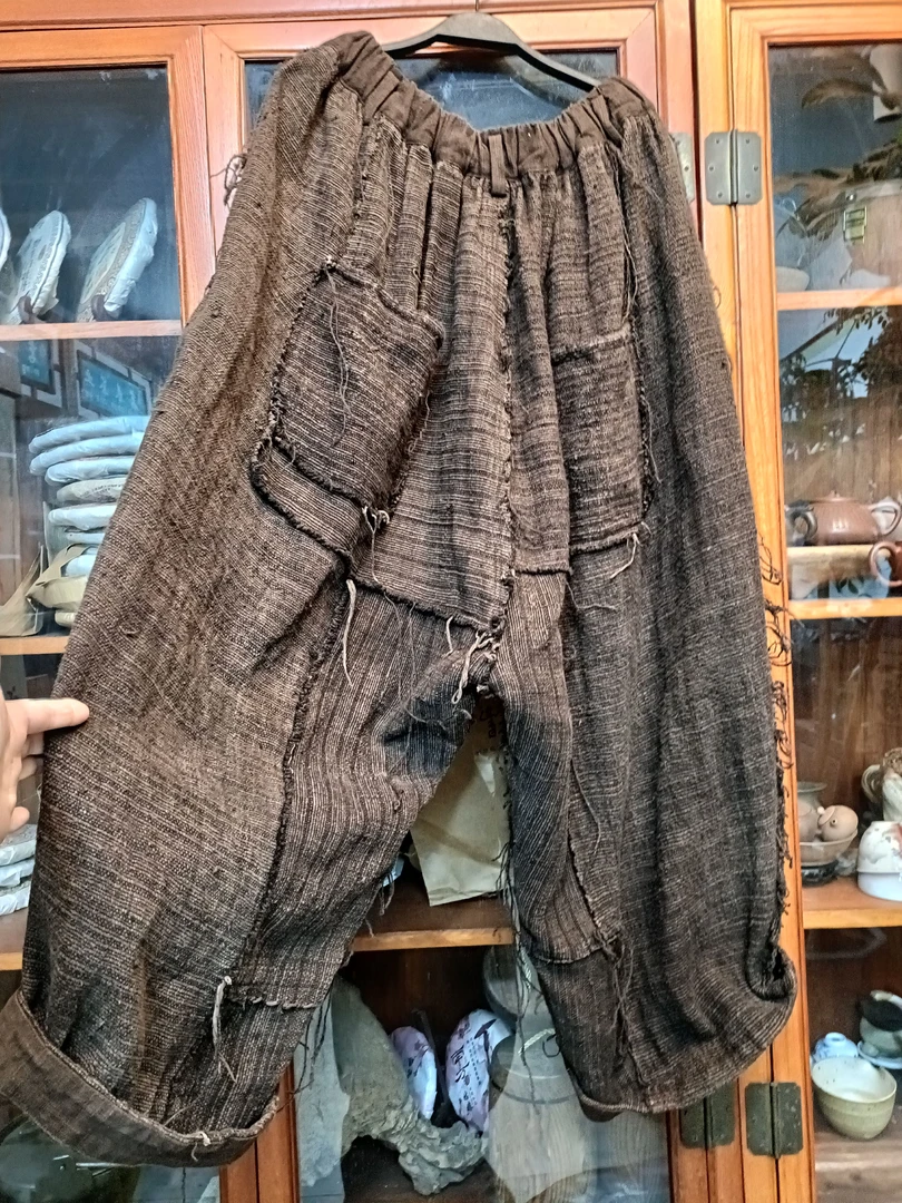 植物染色火草布裤子（裤长95厘米臀围170厘米）