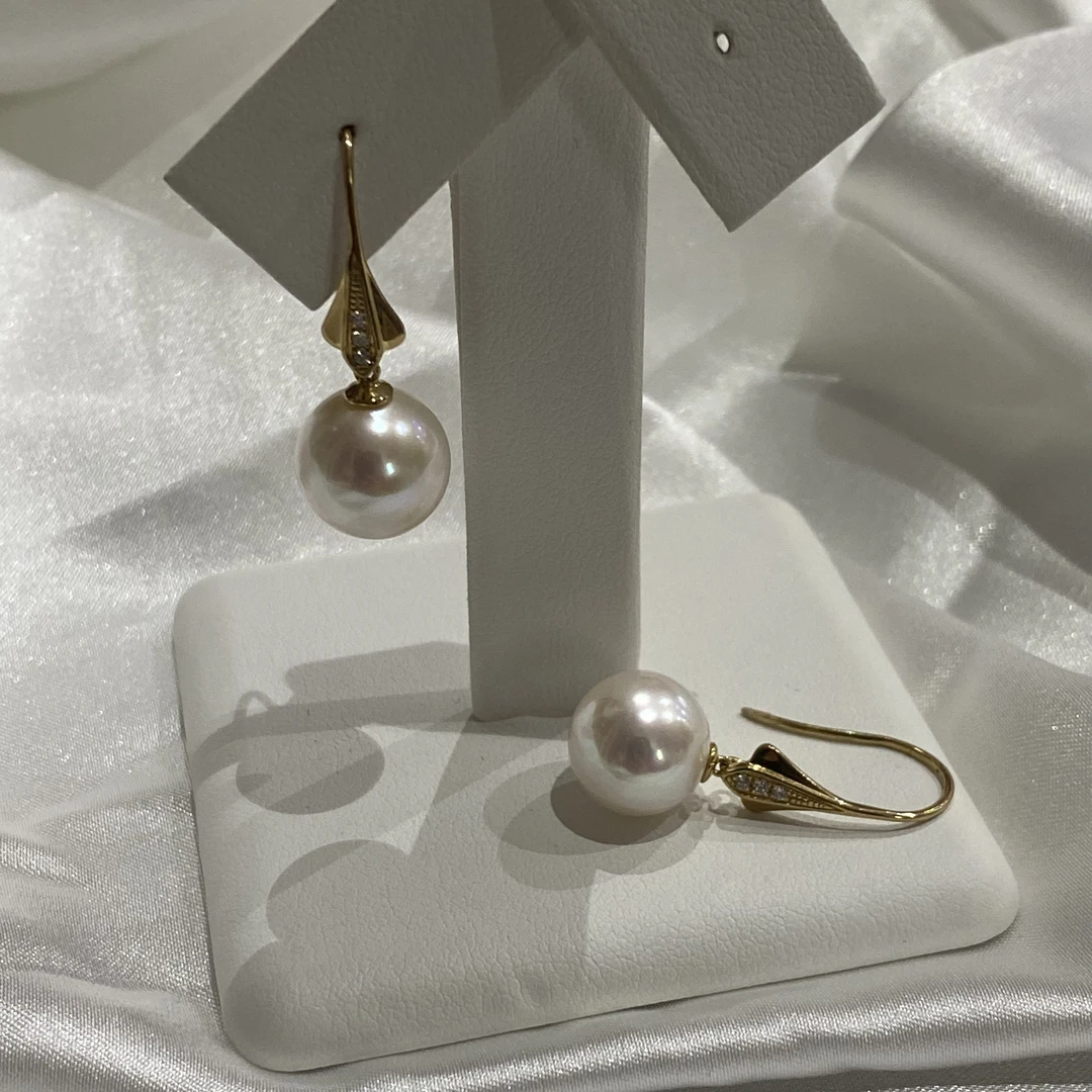 【塔尖品质】18k重金11-12正圆极光欧若拉品质珍珠耳坠丝绸光泽高级