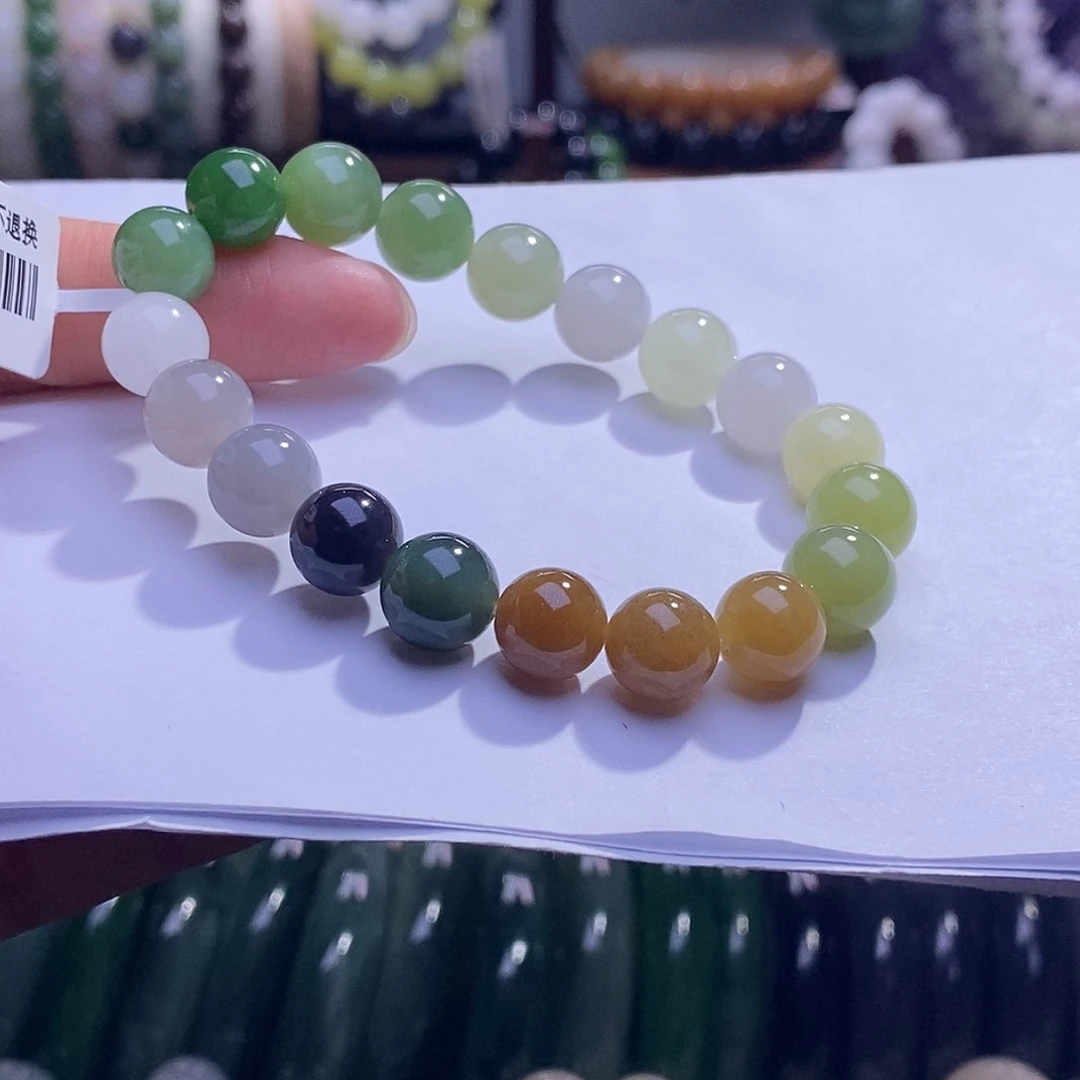 颈饰未镶嵌和田玉毕业级老坑料和田玉多宝手链10m