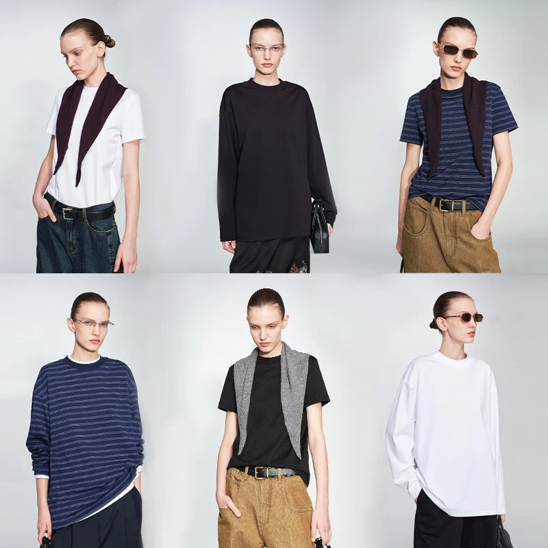 INYASAKO“情绪T”四季刚需多用途百搭小立领短/长袖T恤