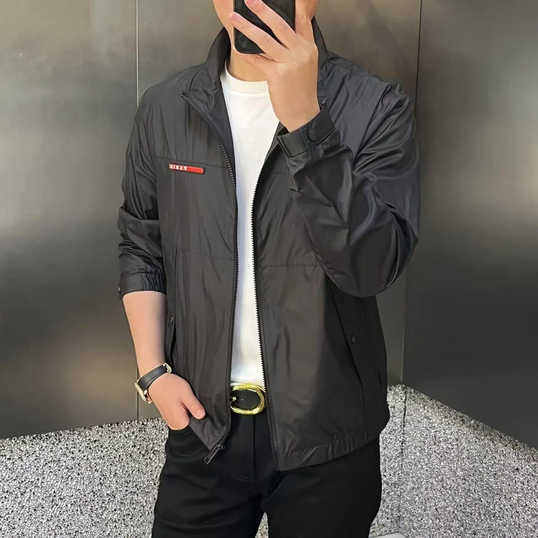 春季新款高端男士潮流百搭个性胸标休闲立领夹克Y5238