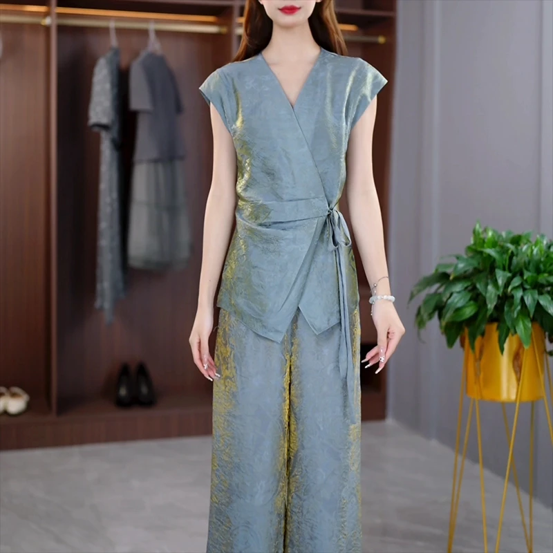 25336夏季新款时尚气质显瘦修身收腰法式两件套装女