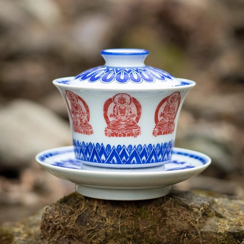 詺兮清窑 药师七佛三才盖碗