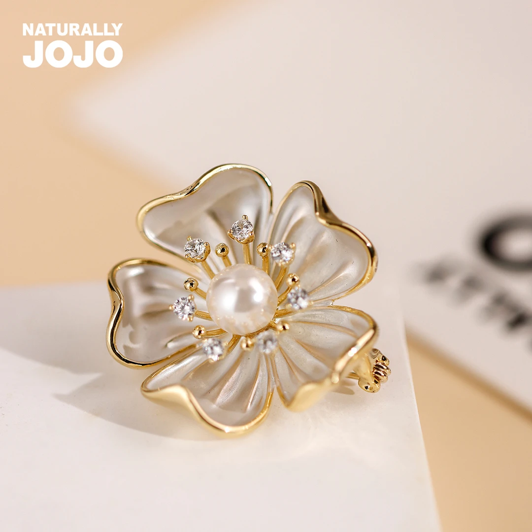 非金属仿珍珠胸针 超美法式复古小香风山茶花胸针精致花朵别针