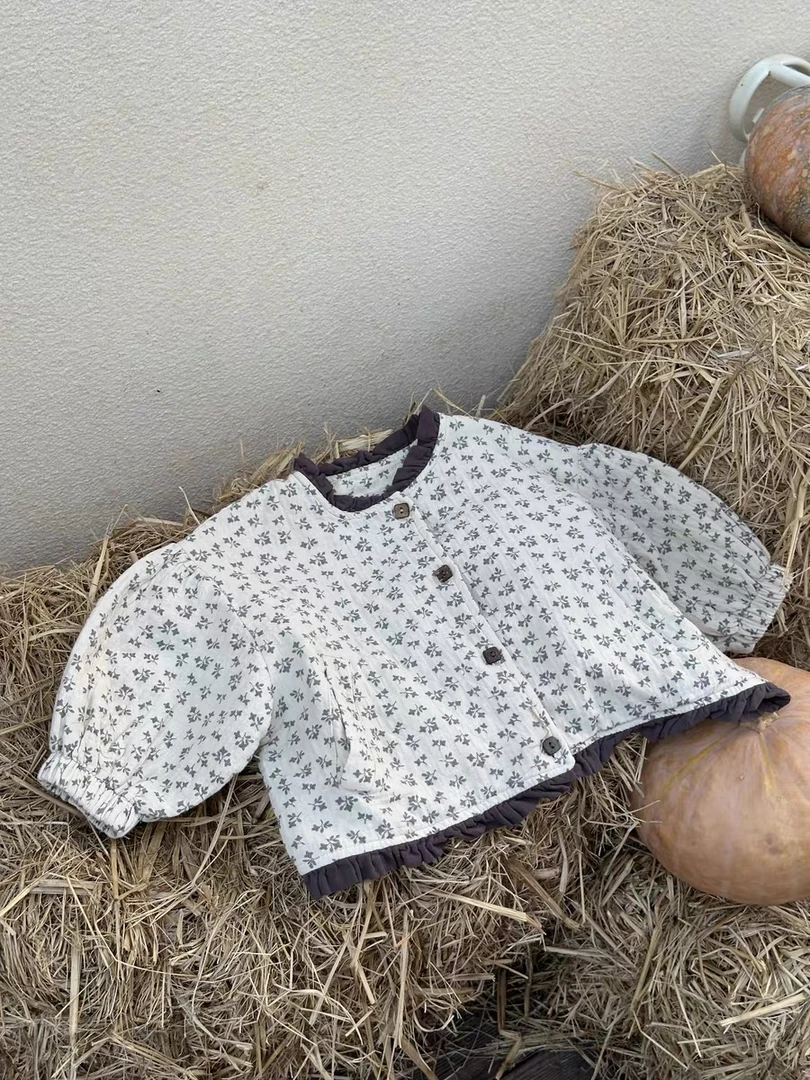 女童秋季外套2025新款洋气超好看森系花边领秋装女孩上衣