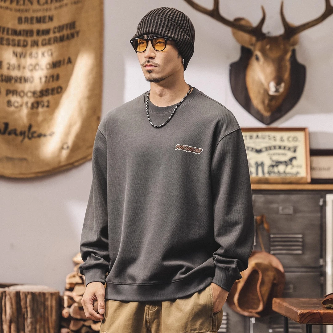 美式复古卫衣男士秋冬新款时尚潮牌宽松大码休闲百搭重磅男士上衣