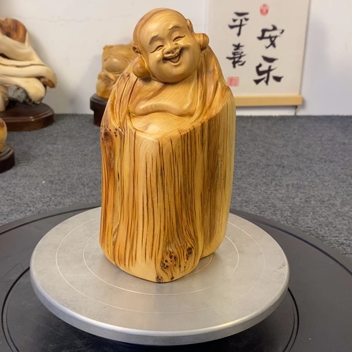 柏木（崖柏）崖柏弥勒佛摆件根雕工艺品