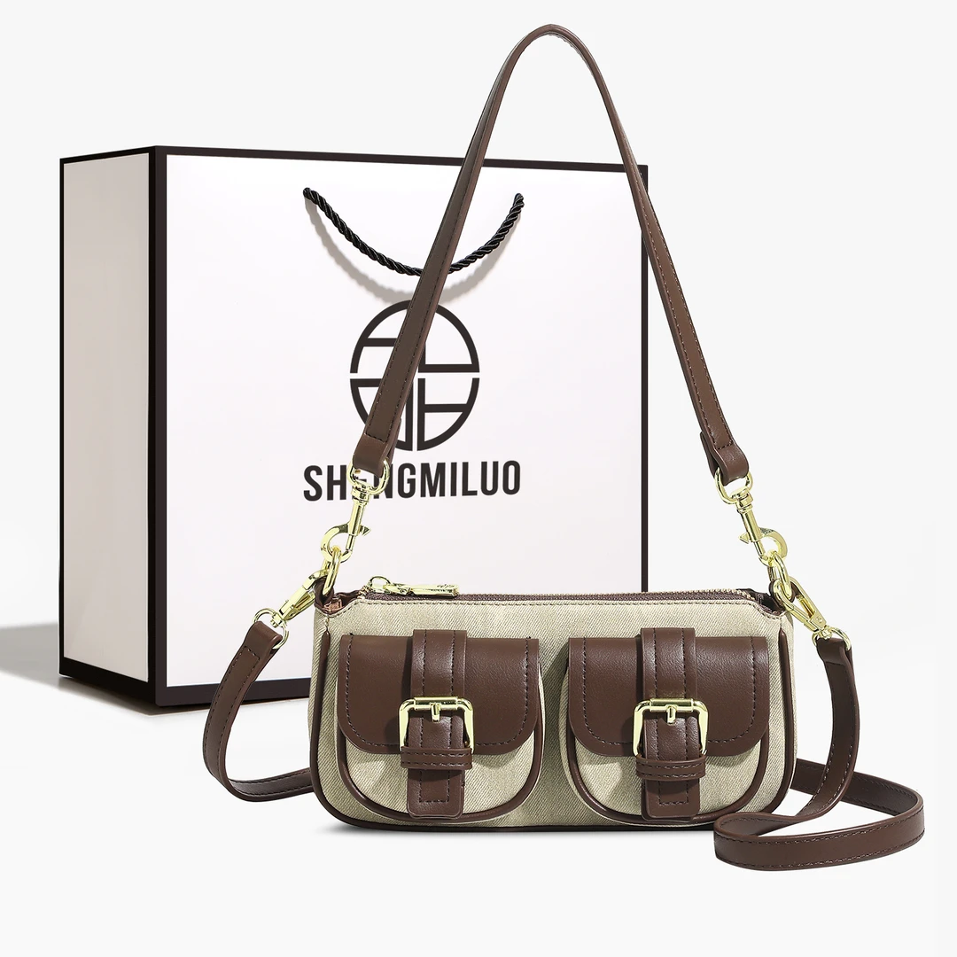 SHENGMILUO/圣米洛设计感包包女新款复古腋下包多口袋时尚斜挎包