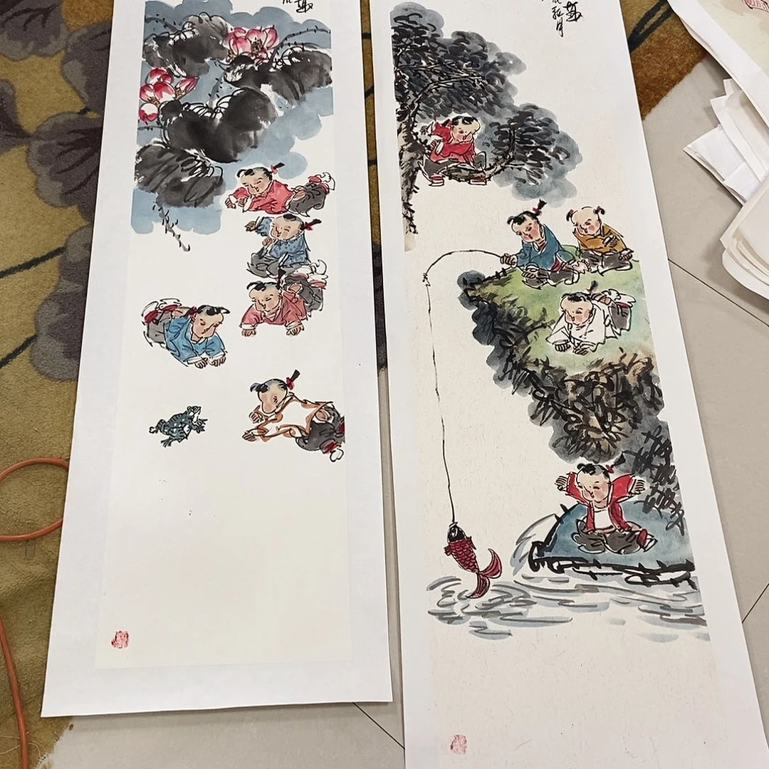 国画乐*侯同印手绘人物34.138