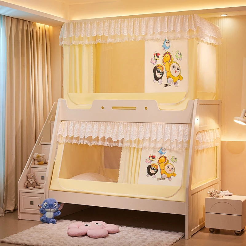 家用学生防摔宿舍遮光子母床加长2米蚊帐防尘顶印花铁艺全伸缩安