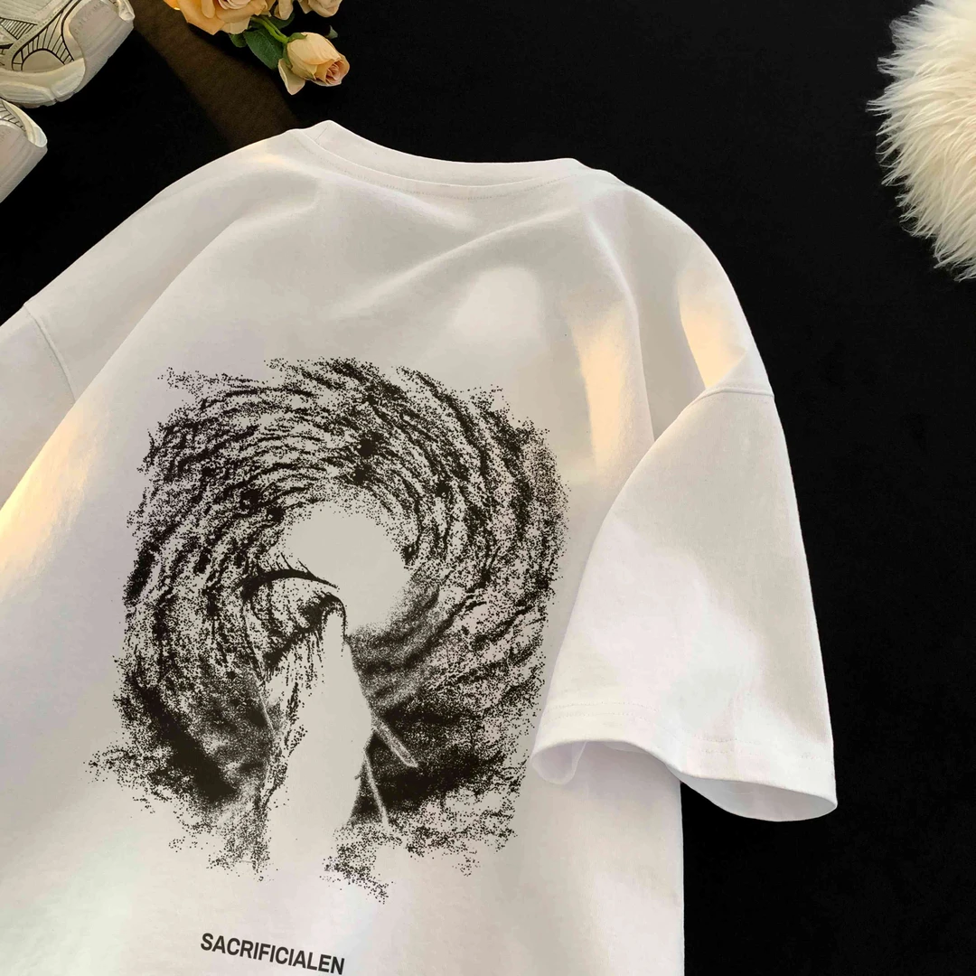 MTVO迈特优复古重磅潮牌印花撞色圆领短袖T恤男宽松痞帅潮流短袖.