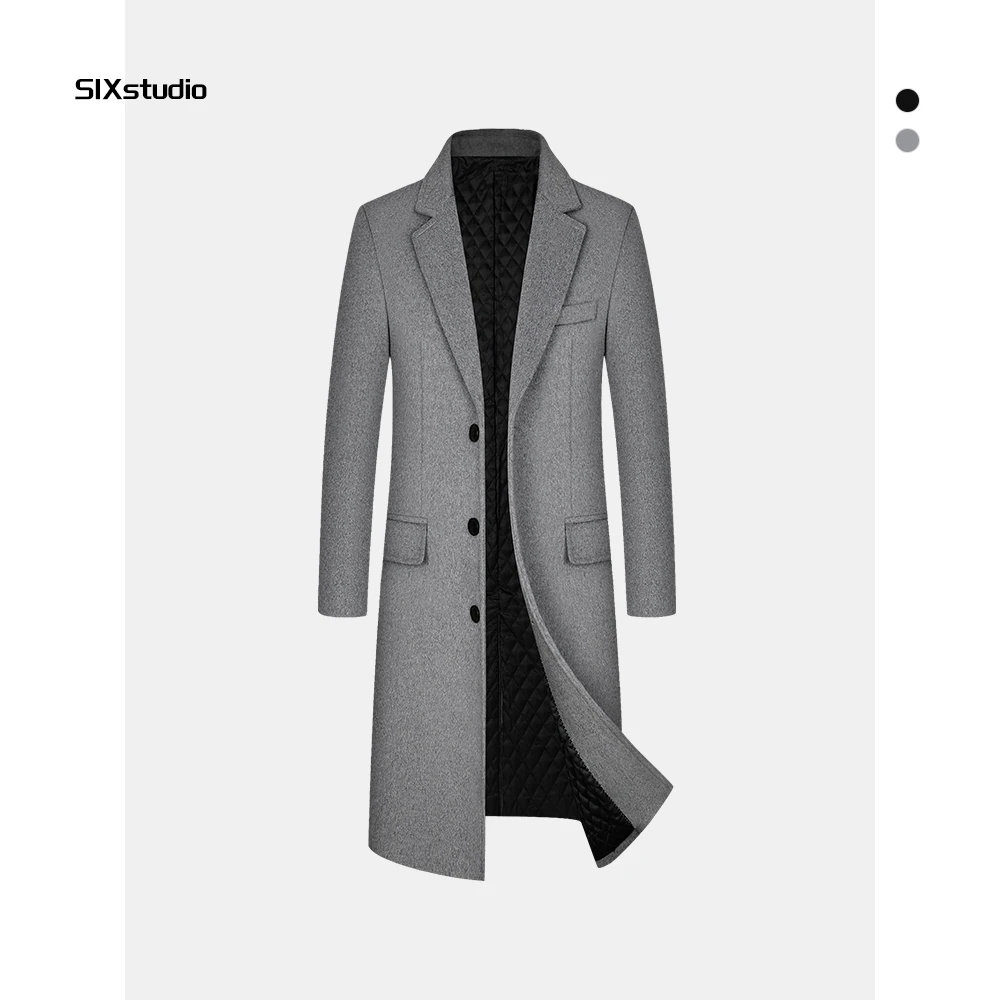 长款绵羊毛呢大衣男士加棉加厚休闲秋冬季呢子男装单排扣外套1851