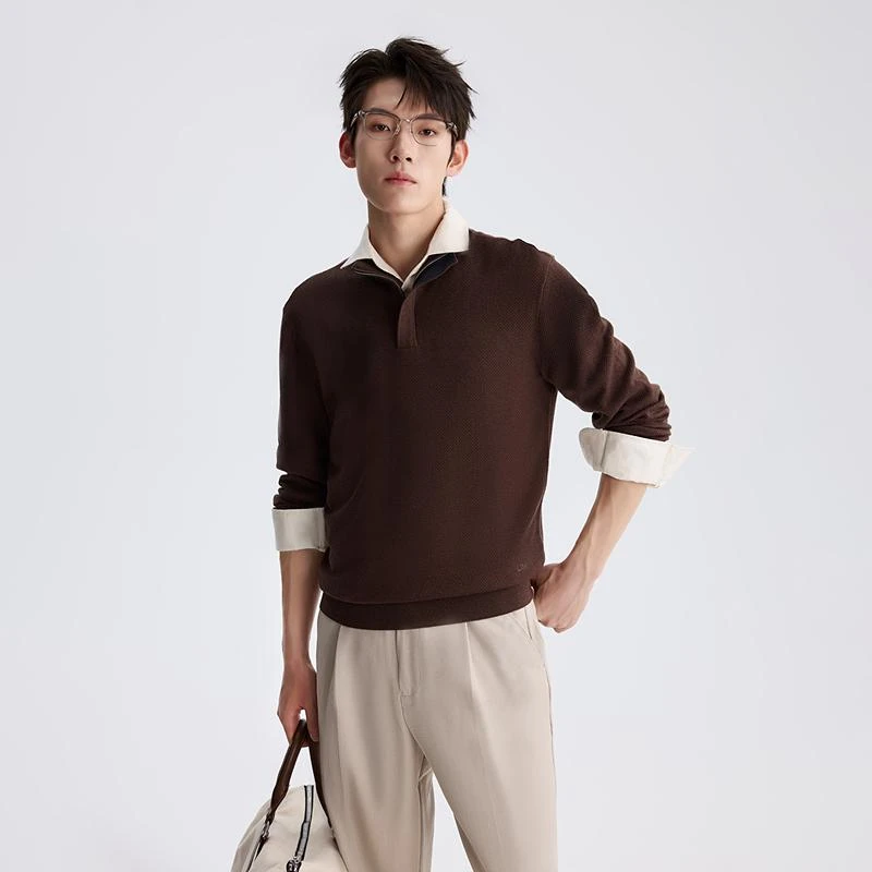 【秋日序章】利郎秋季立领可机洗山羊绒通勤休闲百搭高级毛衫
