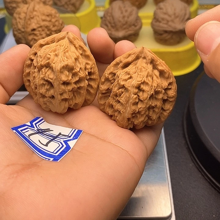 文玩核桃把件40三角白