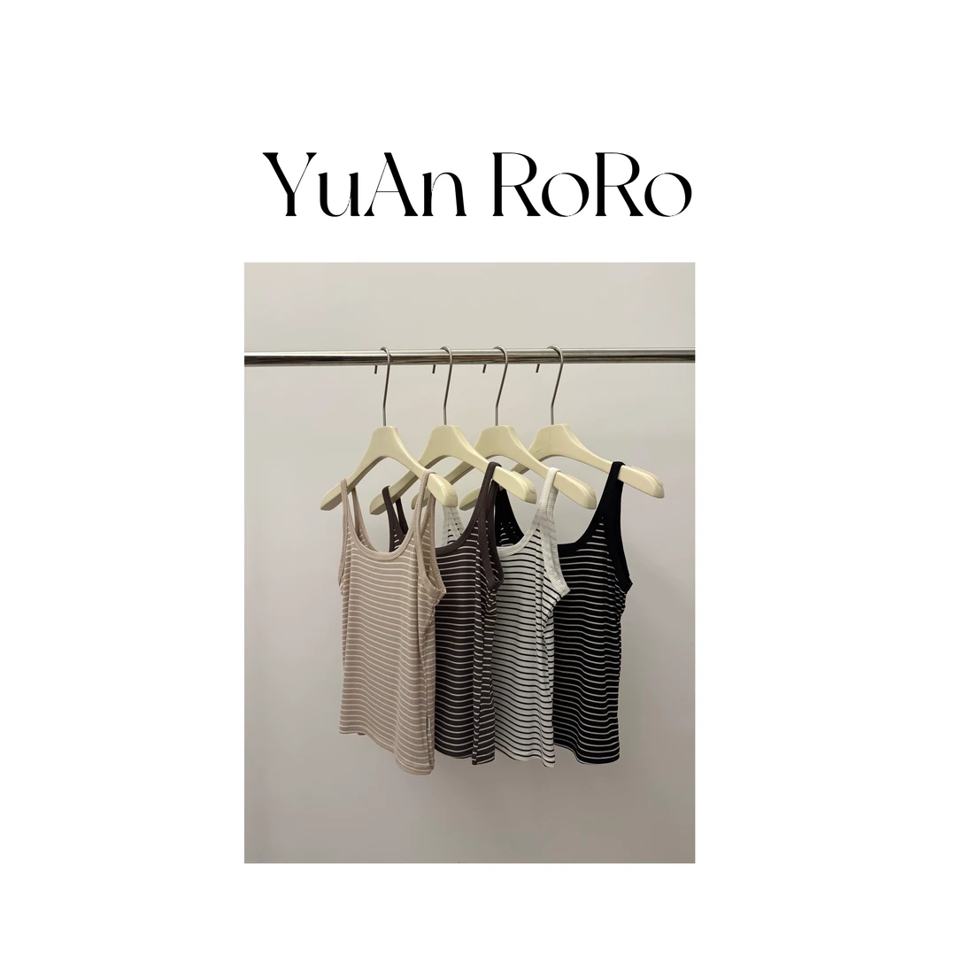 【媛媛家】时尚亲肤棉条纹修身背心