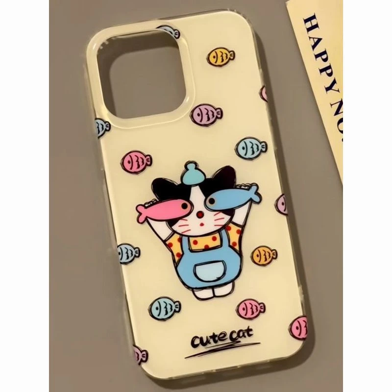 满屏小鱼猫咪适用苹果16Pro手机壳iPhone/华为/OPPO/小米/一加软