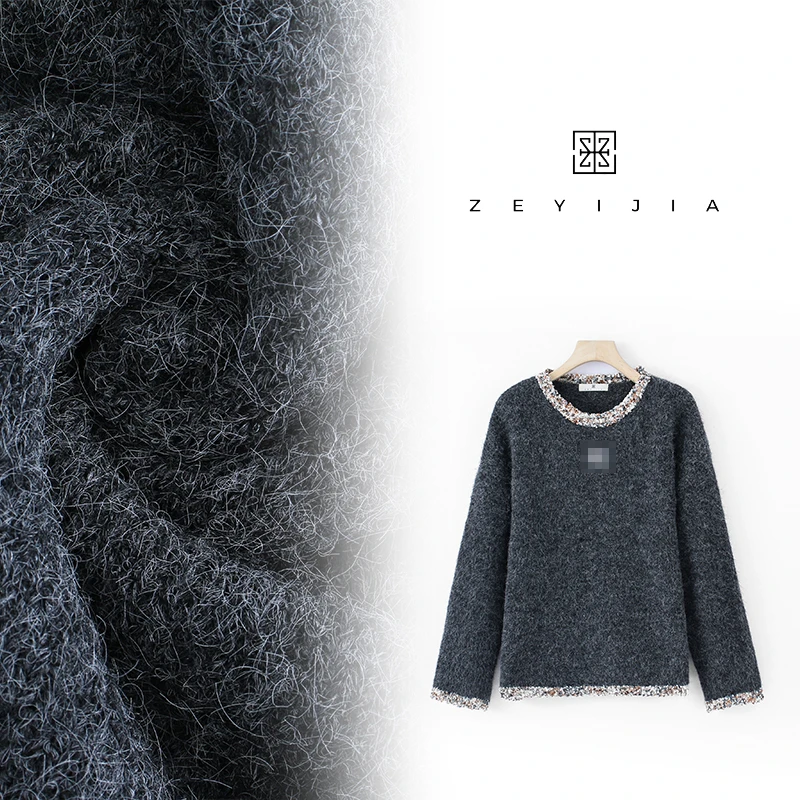 【ZEYIJIA】秋冬季时尚百搭常规款深色毛针织衫25292