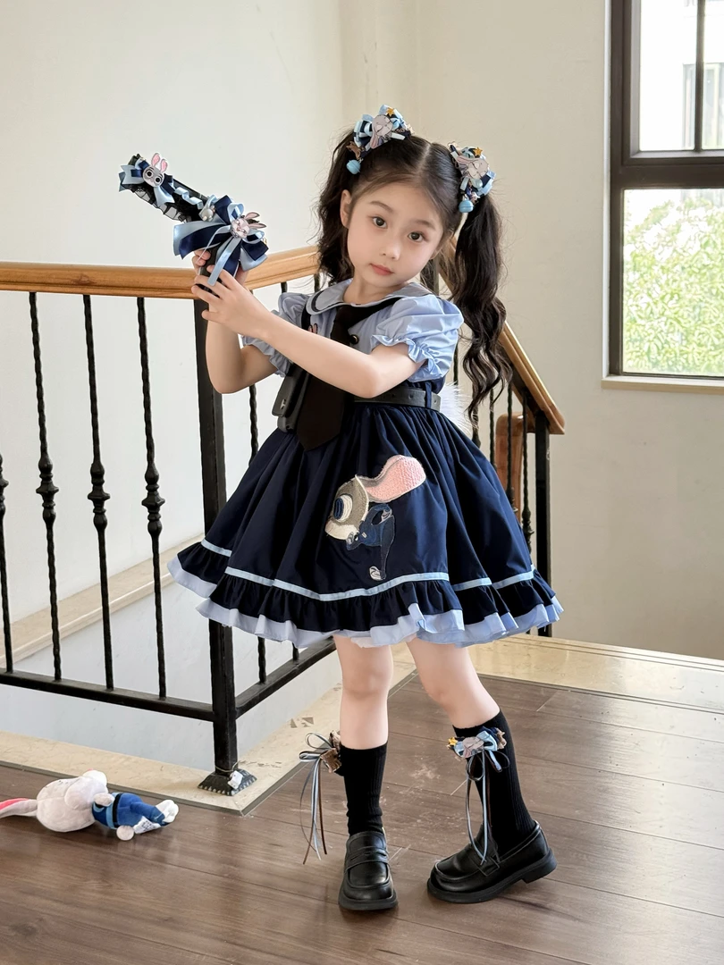 女童新款2025夏短袖洛丽塔可爱公主裙61cos兔子警官洋气连衣裙