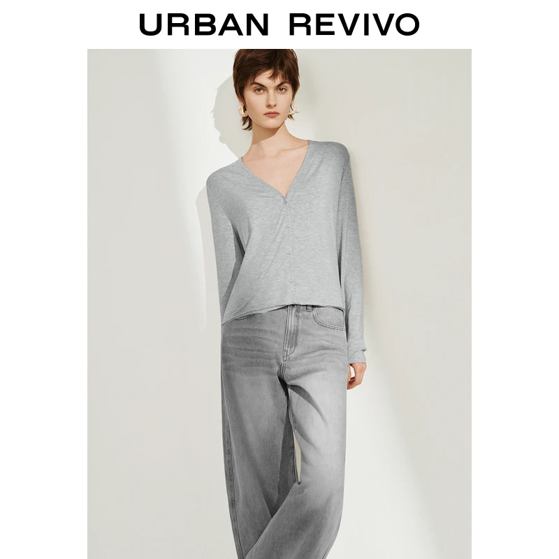 UR2025秋季新款女装时尚格雷系休闲单排扣V领外套UWM150016