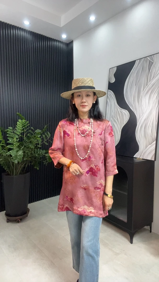 彩云之南常规款立领长袖上衣中国风重磅提花唐装夏季气质新中式