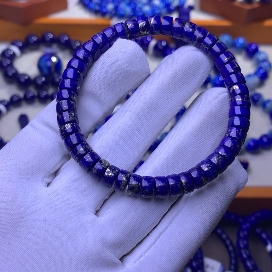 青金石未镶嵌手串7mm满金