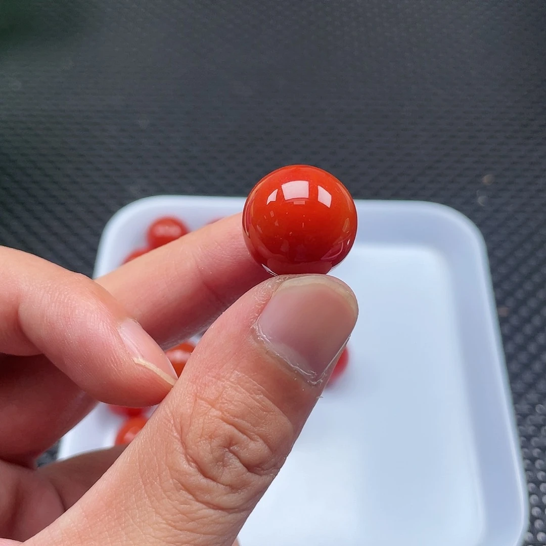 南红玛瑙18mm柿子红圆珠一颗未镶嵌