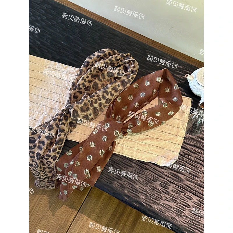 熙贝薇2 韩系长条花纹丝巾配饰高级感气质挂脖围巾披肩 G5161