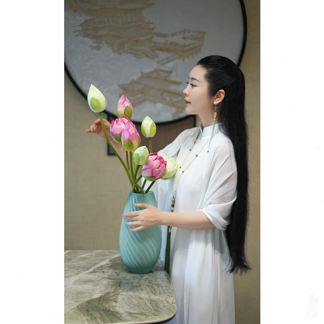 【洛谪】春夏中式纯色仙女禅意气质日常长款女装连衣裙